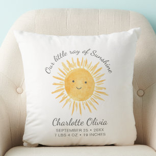 Our Little Ray Of Sunshine Birth Stats Cushion