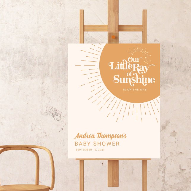Our Little Ray of Sunshine Boho Yellow Baby Shower Poster (Creator Uploaded)