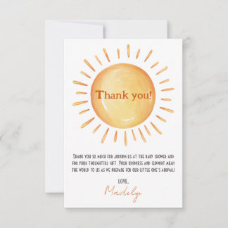 Our Little Ray of Sunshine Thank You Card