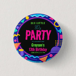 our little Retro Neon 80's Birthday Party 3 Cm Round Badge
