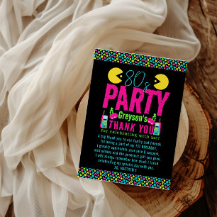 our little Retro Neon 80's Birthday Party Thank You Card