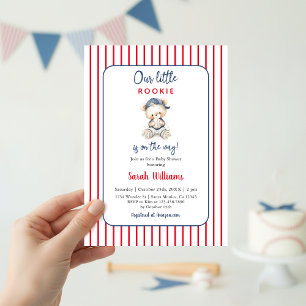 Our Little Rookie Baby Shower Boy Invitation