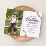 Our Little Rookie Baseball 1st Birthday Photo Invitation<br><div class="desc">It's game time! Celebrate your little one's birthday with this baseball themed photo invitation!</div>