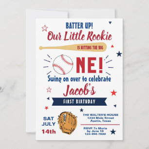 Our Little Rookie Baseball Birthday Invitation
