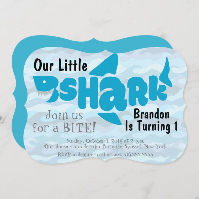 Our Little Shark First Birthday Invitation (Front/Back)