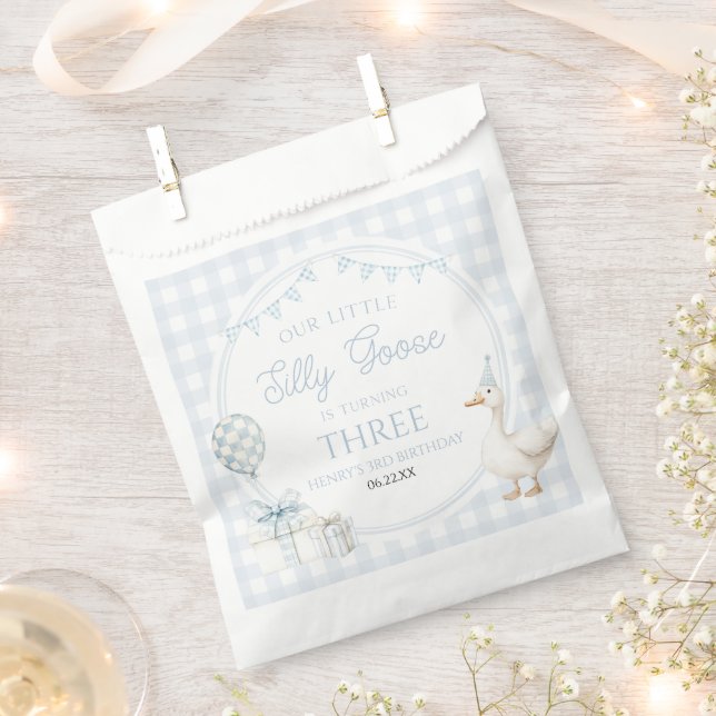 Our Little Silly Goose Blue Birthday Party Favour Bag (Clipped)