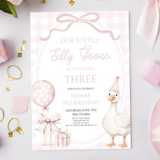 Our Little Silly Goose Pink Birthday Party Invitation