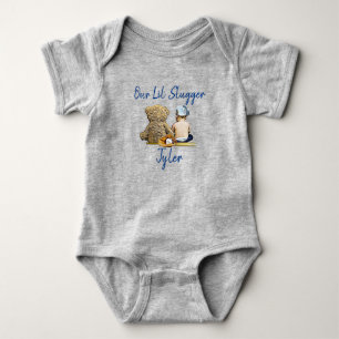 Our Little Slugger Personalised Baby Boy Bodysuit
