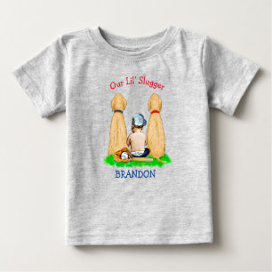 Our Little Slugger Personalised Baseball Themed Baby T-Shirt