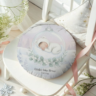 Our Little Snowbaby is on the way Cozy Comfort Round Cushion