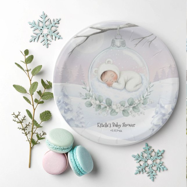 Our Little Snowbaby is on the way Winter Serving Paper Plate (Creator Uploaded)