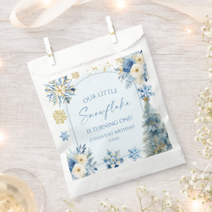 Our Little Snowflake Blue Winter Birthday Party Favour Bag