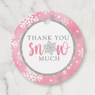 OUR LITTLE SNOWFLAKE PINK 1ST BIRTHDAY FAVOUR TAGS