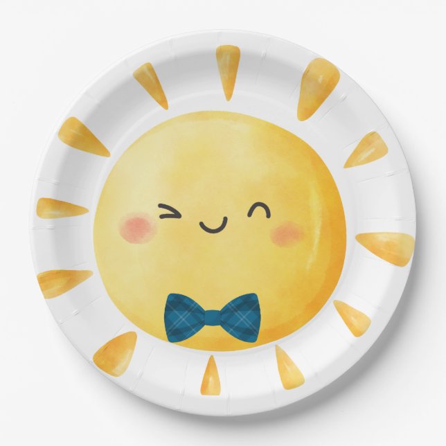 Our little sonshine first Birthday Sun Paper Plate (Front)