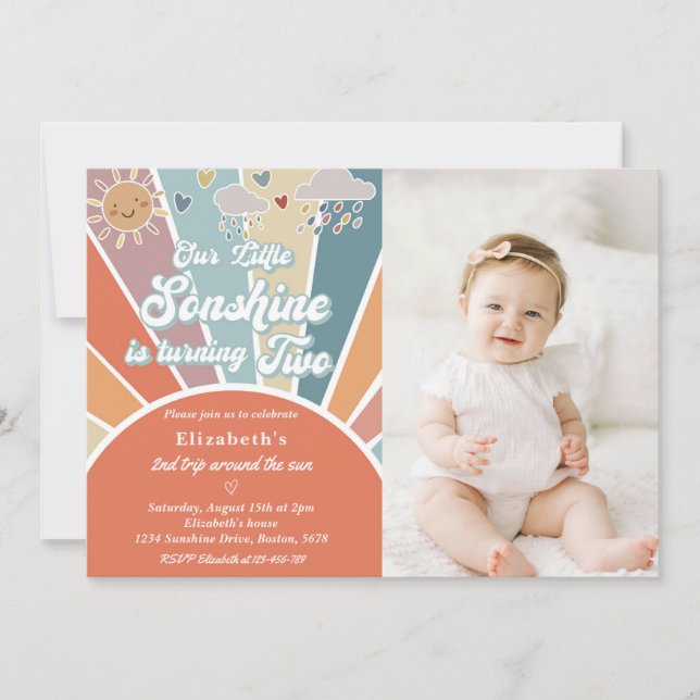 Our Little Sonshine Is Turning One 2nd Birthday   Invitation (Front)