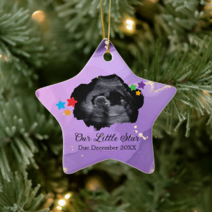 Our Little Star Baby Ultrasound Sonogram  Ceramic Ornament