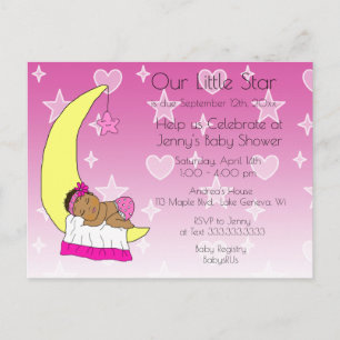 Our Little Star Girl's Baby Shower Invitation Postcard