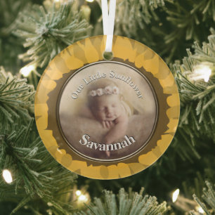 Our Little Sunflower Baby Photo Ornament