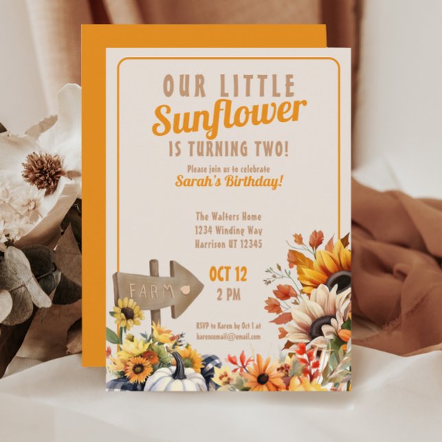 Our Little Sunflower Farm Fall Birthday Invitation (Creator Uploaded)
