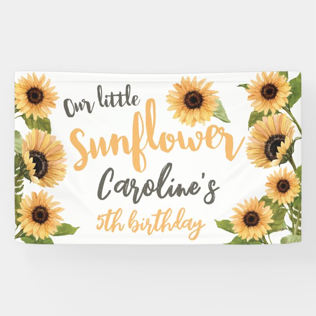 Our Little Sunflower Personalised Happy Birthday Banner (Horizontal)