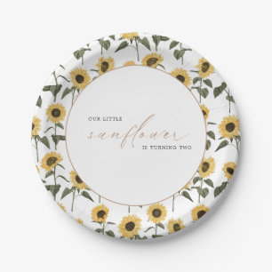 Our Little Sunflower - Rustic Autumn Birthday Paper Plate