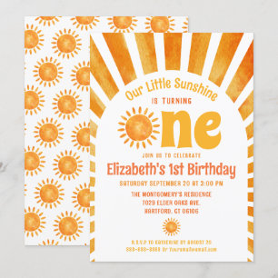 Our Little Sunshine Baby's First Birthday Party Invitation