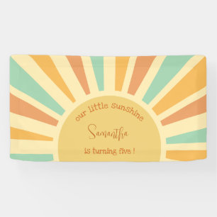 our little sunshine big sun with rays birthday banner