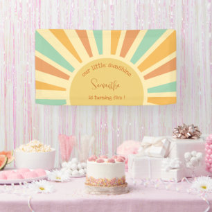 our little sunshine big sun with rays birthday banner