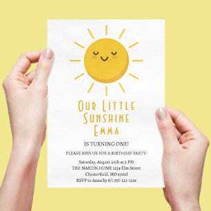 Our Little Sunshine First Birthday Party Invitation
