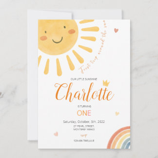Our little sunshine firtst birthday Invitation