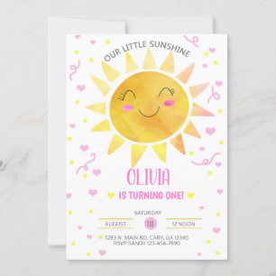 Our Little Sunshine girl birthday invitation. Invitation