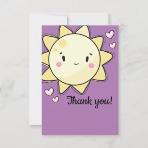 Our Little Sunshine Girls Purple Thank You Card