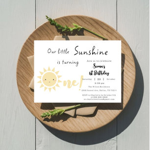 Our Little Sunshine is Turning One Cute Birthday Invitation