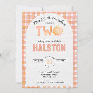 Our Little Sunshine is Two   Boho Birthday Invite