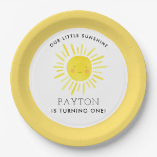 Our Little Sunshine Party Girl 1st Birthday Paper  Plate