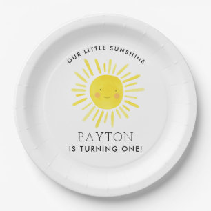 Our Little Sunshine Party Girl 1st Birthday Paper Plate