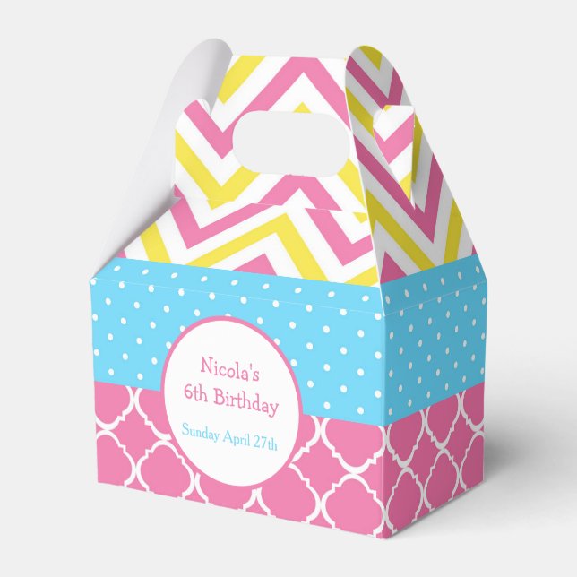 Our little Sunshine Pink and Yellow Birthday Party Favour Box (Front Side)