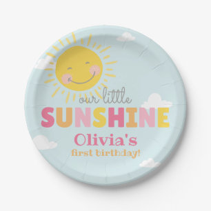 Our Little Sunshine Pink Birthday Party Any Age Paper Plate