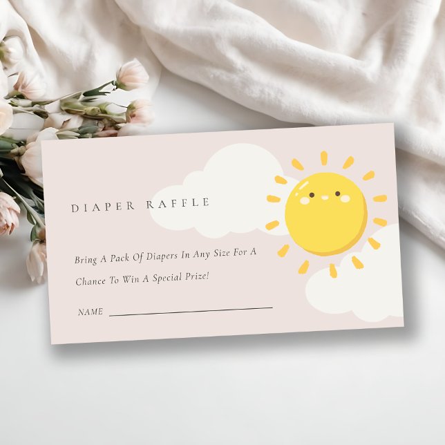 Our Little Sunshine Pink Diaper Raffle Baby Shower Enclosure Card (Creator Uploaded)