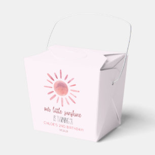 Our Little Sunshine Pink Sun Birthday Party Favour Box