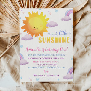 Our Little Sunshine Rainbow Birthday Invitation