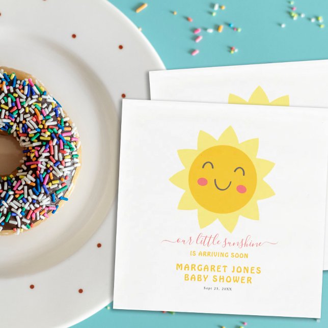 Our Little Sunshine Smiling Sun Baby Shower Paper Napkin (Creator Uploaded)
