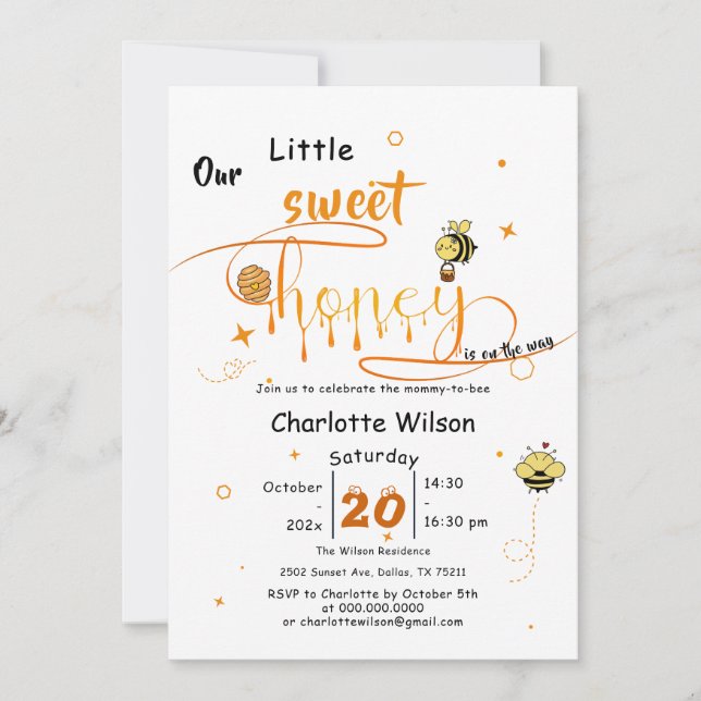 Our Little Sweet Honey Is On The Way Baby Shower Invitation (Front)