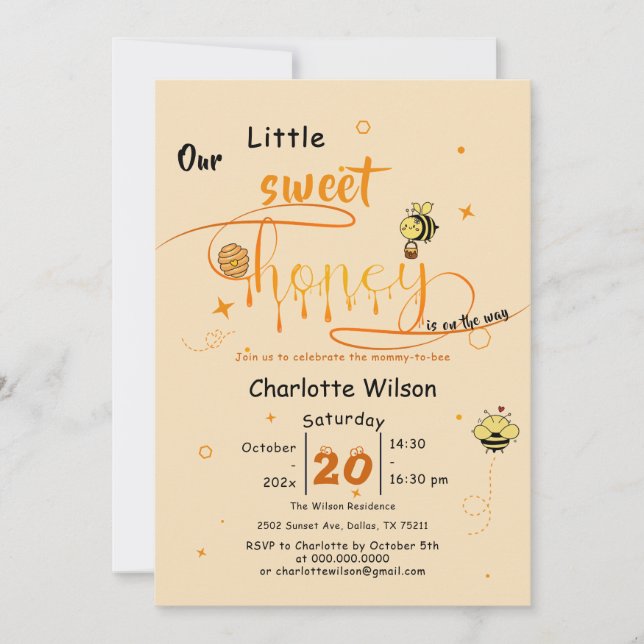 Our Little Sweet Honey Is On The Way Baby Shower Invitation (Front)