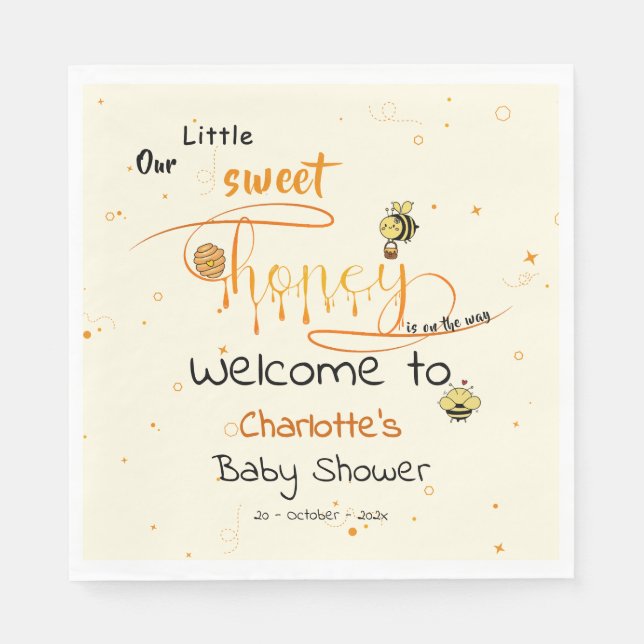 Our Little Sweet Honey Is On The Way Baby Shower Napkin (Front)