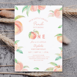 Our Little Sweet Peach is One Baby First Birthday Invitation