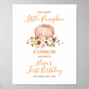 Our Little Sweet Pumpkin 1st Birthday Welcome Poster