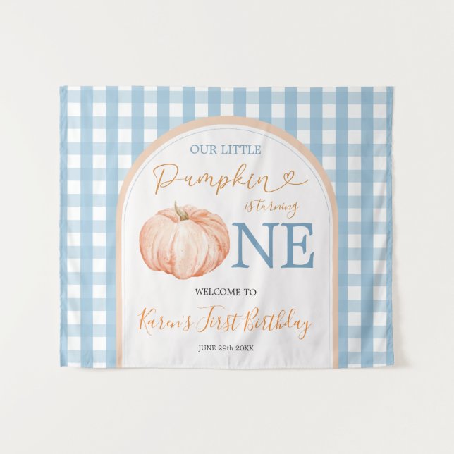 Our Little Sweet Pumpkin 1st Birthday Welcome Tapestry (Front (Horizontal))