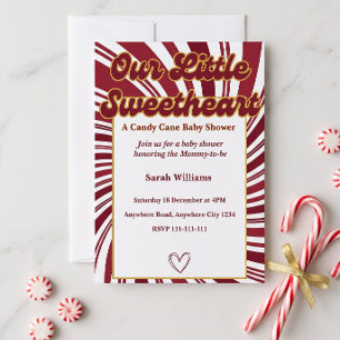 Our Little Sweetheart Baby Shower Candy Cane Invitation