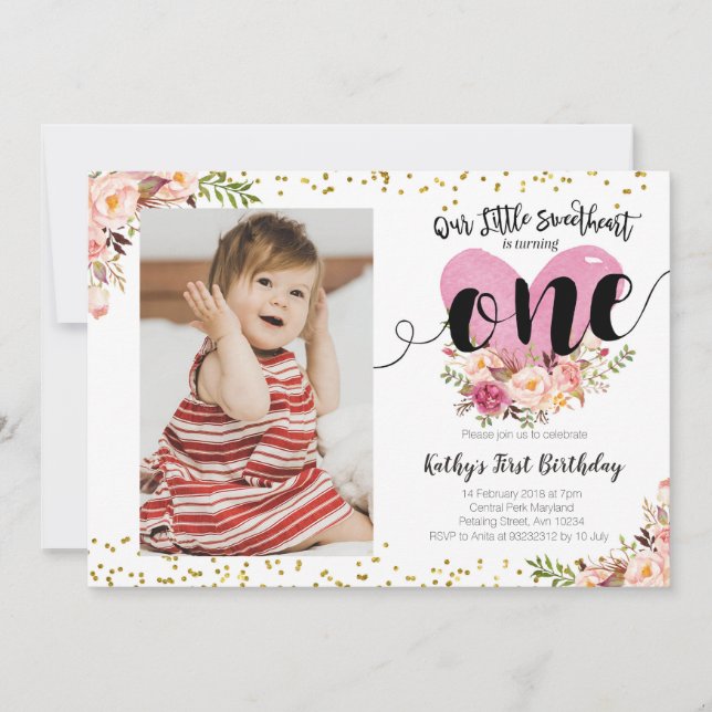 Our Little Sweetheart Birthday Party Invitation, Invitation (Front)